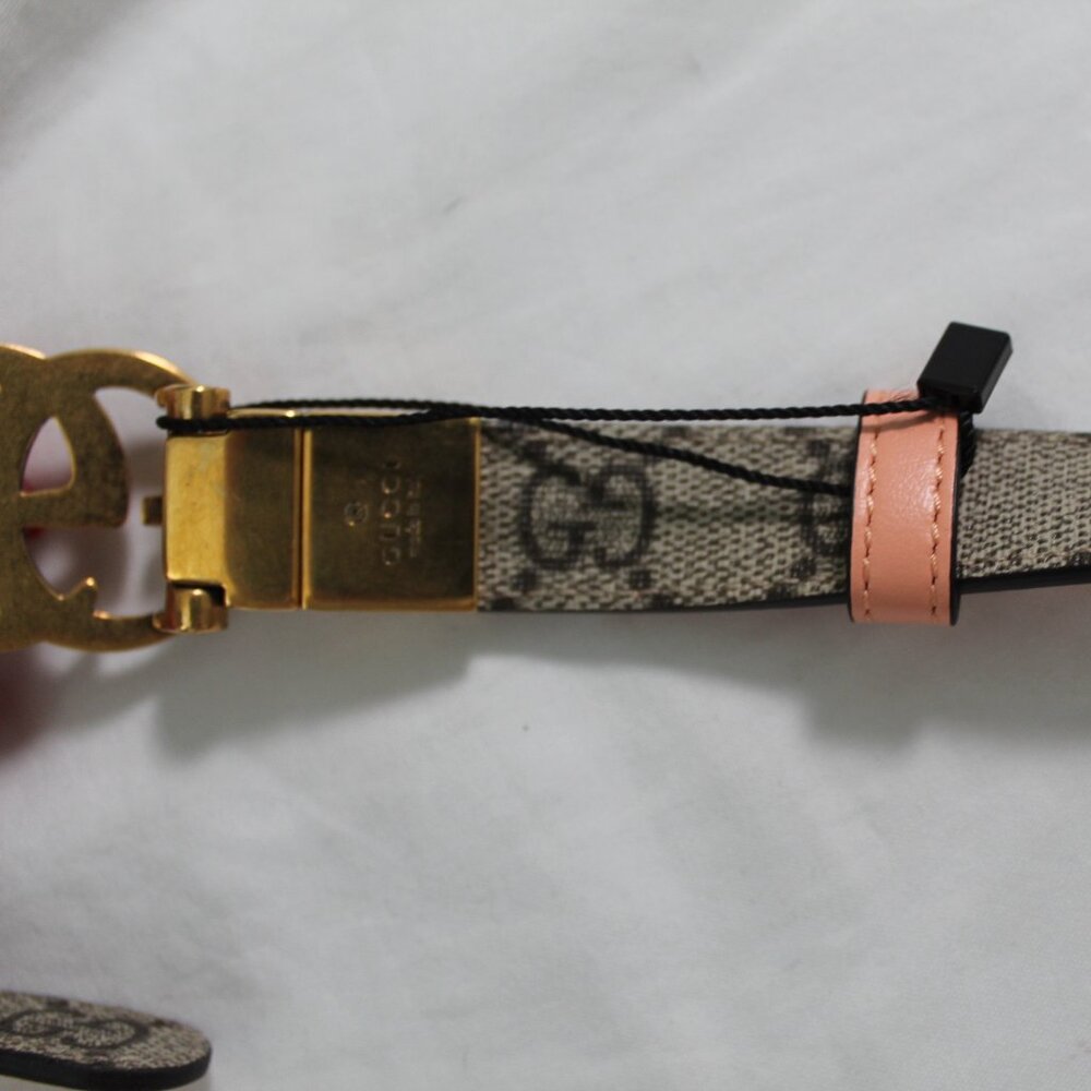 NWT Gucci GG Supreme Monogram Marmont GG Thin Belt 90 36 Reversible Pink 659418 - Picture 4 of 8